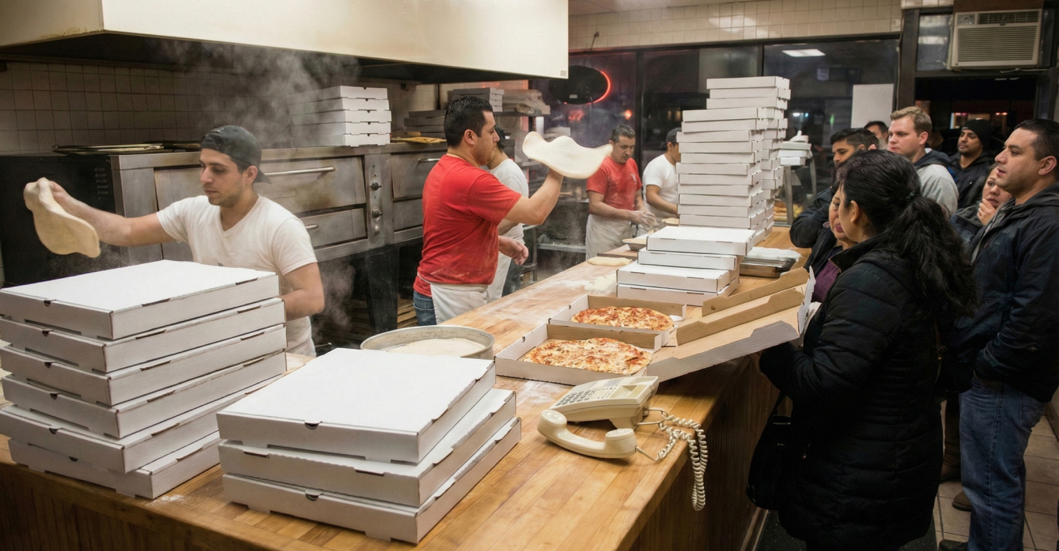 Pizzalieferdienst in Stoßzeiten nimmt der digitale Assistent telefonische Bestellungen automatisch an