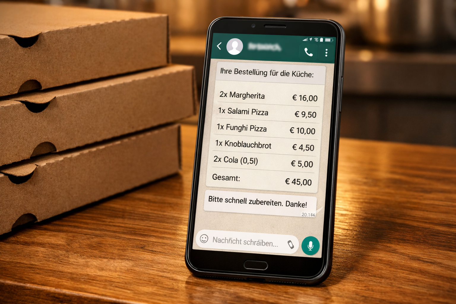 Bestelleingang per Whatsapp